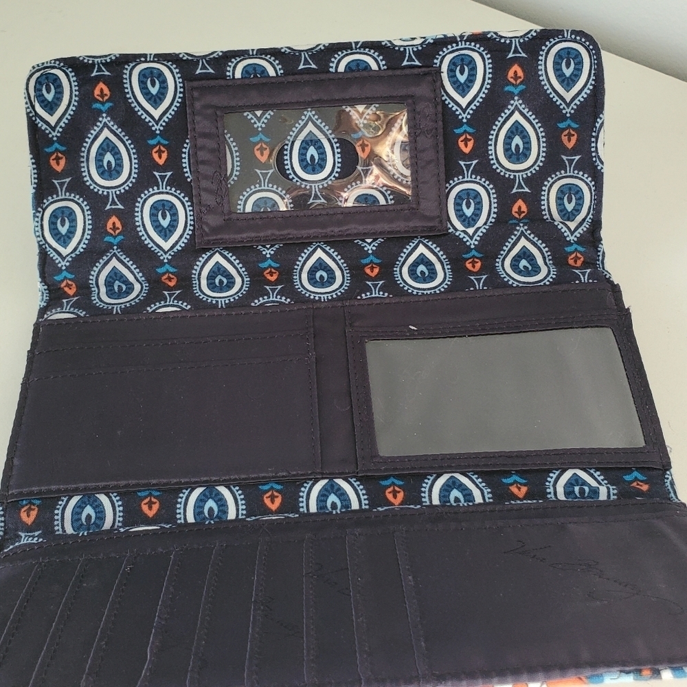 Vera Bradley Marrakesh Navy Blue Pailsey Wallet - Picture 3 of 4